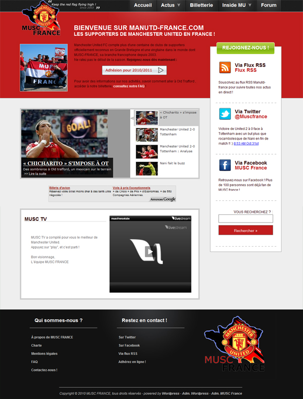 A screenshot of the website homepage